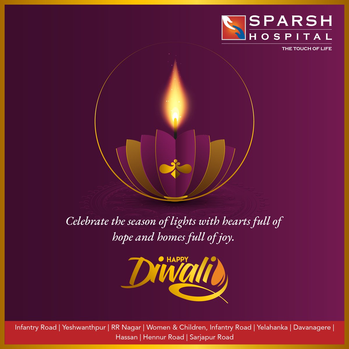 This Diwali, let’s celebrate the light of good health, happiness &amp; hope.

May every heart shine bright and every home be filled with wellness &amp; joy.

SPARSH Hospital wishes you a very #HappyDiwali 🪔✨
#SPARSHHospital #FestivalOfLights #HealthAndHappiness