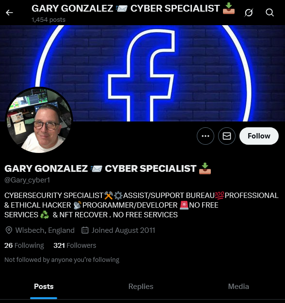 SharkyNCIS's tweet image. #ScamAlert - @Gary_cyber1 
Twitter (X): x.com/Gary_cyber1
Twitter ID: x.com/i/user/3538839…

Scammer pretends to be a  &quot;Cybersecurity Specialists&quot; hacker 

Comment spamming: 
&quot;Send me a direct message okay&quot;
#FakeHacker #SCAMMER #FakeGary_Cyber1