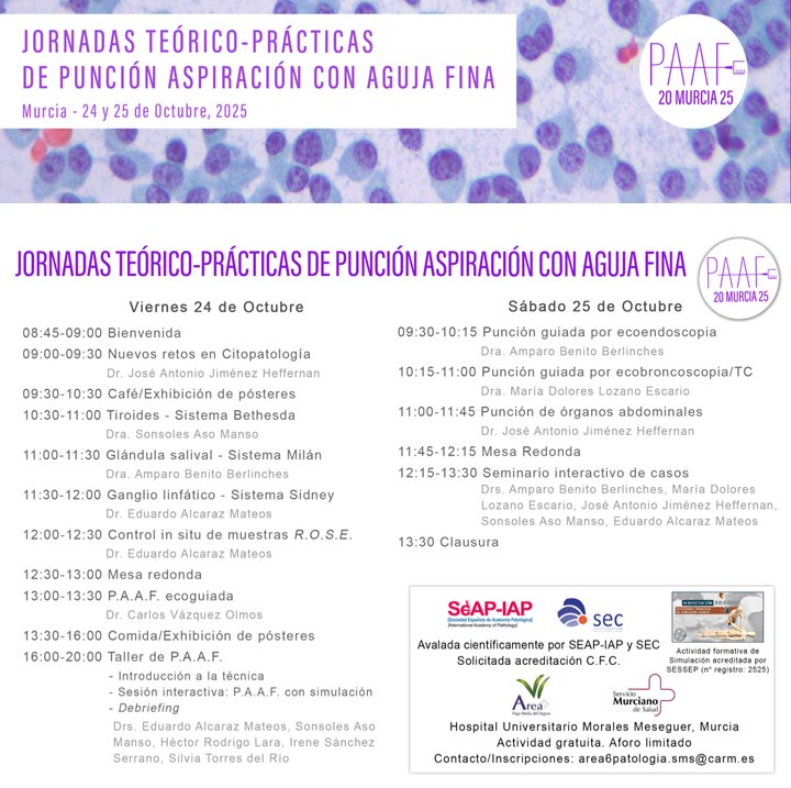 edusqo's tweet image. Menos de una semana para las Jornadas de #PAAF @PAAF_2025: 55 participantes de 30 instituciones distintas
¡Gracias
Lola @mdlozano
Pepe @pepeheffernan
Amparo @AmparoBenito
Sonsoles @MansoAso
Héctor @rodrigohector7
@serammeA6SALUD
@SEAP_IAP
@SECitologia
@Sessep_Esp!
#PAAFMurcia2025