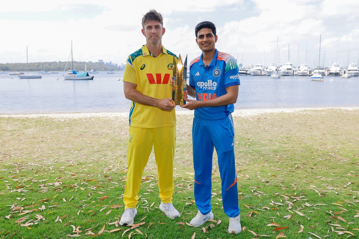 ArgusNews_in's tweet photo. Team India Captain Shubman Gill and Australian skipper Mitchell Marsh meet ahead of the First ODI on October 19
#ShubmanGill #AustralianSkipper #MitschellMarch
(ANI) https://t.co/pu464Zi9ei
