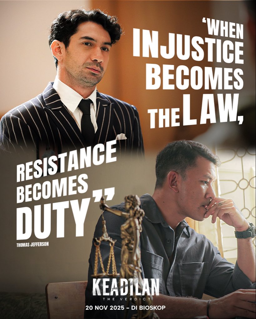 Keadilan tidak selalu lahir dari ruang sidang, kadang dari keberanian untuk berkata “tidak”.

KEADILAN (The Verdict) TAYANG 20 NOVEMBER DI BIOSKOP! 

@riodewanto <a href="/officialpilarez/">Reza Rahadian Fanbase</a> @elangelgibran @nikenanjanii <a href="/dimsad77/">Aditya Dimas</a> <a href="/bu_deedee/">deedee</a> @karinasalim <a href="/rafaltama/">raflaiii</a> <a href="/tubagusali__/">Tubagus Ali</a>