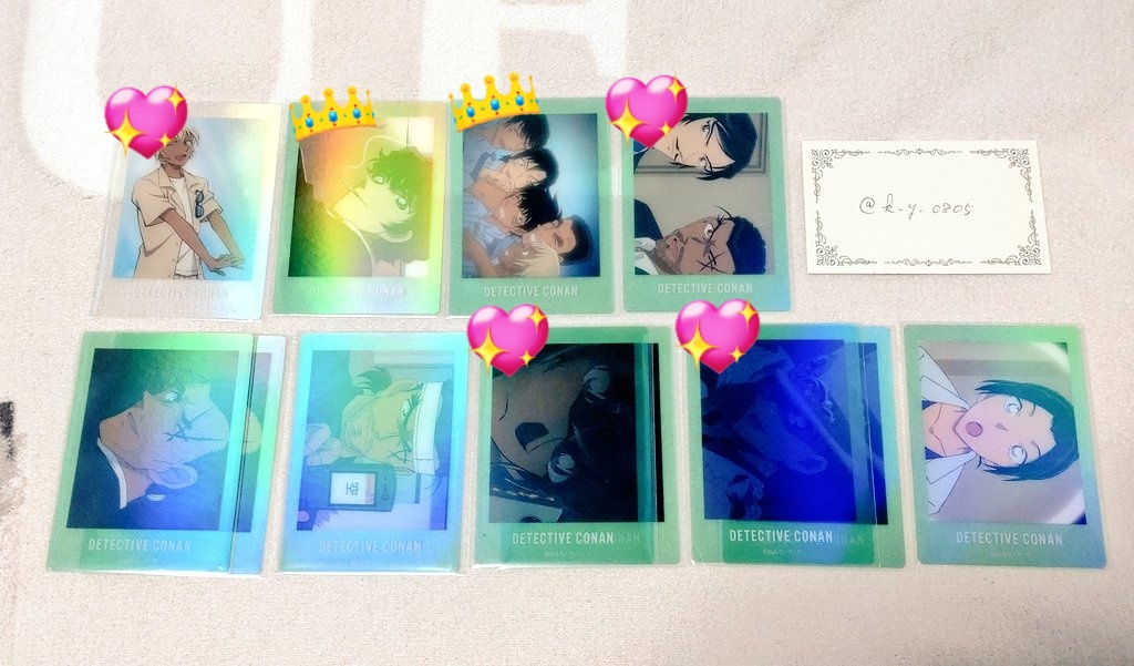 k_y_0805's tweet photo. 【交換・譲渡】名探偵コナン ぱしゃこれ クリア vol.1 vol.2

譲：画像1,2
※大和には1枚画像3の初期傷あり

求：画像4 各1 or 定価+送料

※👑は💖と画像2含む2:2~なるべく纏めての交換のみ
※💖は💖との交換＞譲渡は画像2から同数含めて

郵送＞平日夜ダイバーシティ取引希望。
宜しくお願いします https://t.co/mQYbmLp7Al