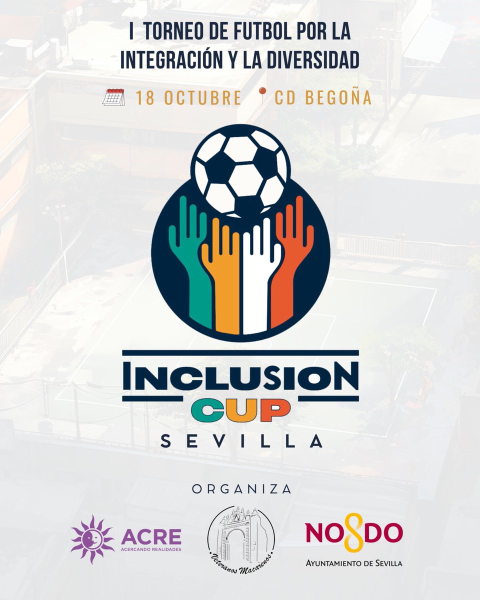 ⚽️ Te recordamos que desde las 10:00 h se disputará en el Centro Deportivo Begoña la I INCLUSION CUP SEVILLA, cuyos beneficios se destinarán en parte al proyecto Jardín de la Esperanza de nuestra Hermandad. 

Disfruta de una jornada de convivencia y deporte al tiempo que