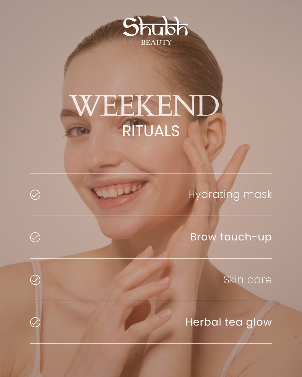 ShubhBeauty's tweet image. Beauty isn’t just what we do at the salon—it’s the little rituals you practice at home

What’s your weekend glow-to?
.
.
.
[Skincare, Self-care, Beauty Salon Near Me, Eye Brow Threading]

#WeekendRituals #SelfCare #PamperYourSkin #GlowingSkin #HydratingMask #BrowTouchUp
