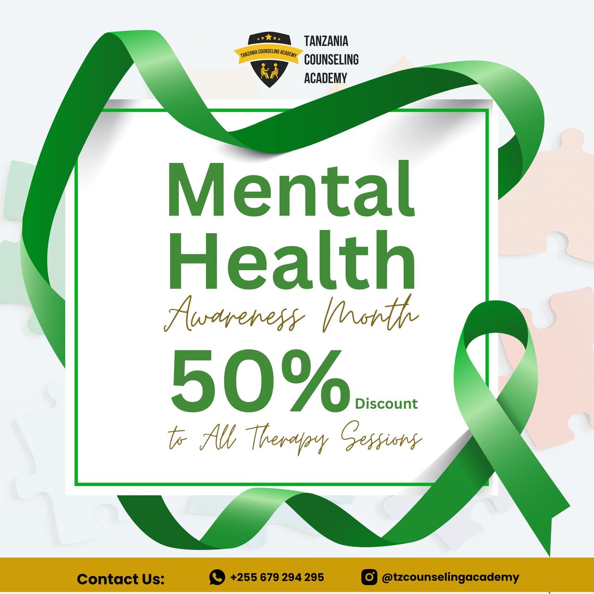 Kwaajili yako wewe rafiki yetu, Mwezi huu wa Afya ya Akili. Tumefanya punguzo la asilimia 50 kwa huduma zetu za unaishi na Tiba ya Kisaikolojia. 

Weka miadi yako kuonana na mtaalamu kwaajili ya checkup yako ya Afya ya Akili kupitia 0775670113

#mentalhealthmatters💚