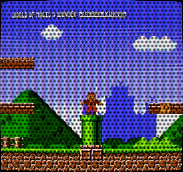 raviolichu's tweet image. go my ITWC mockups. This time, it's titled 'Unfamiliar Lands'.
This would be the in-universe 'opening cutscene' for the rom hack Mora's currently stuck in.
Blinded by Nostalgia was a very big inspiration for this.
#smbitwc #pixelart #horrorbrew