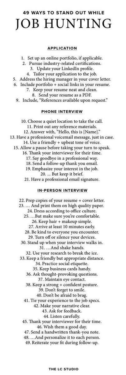 JOBCORNER247's tweet image. 48 interview tips to help you get the job ✅