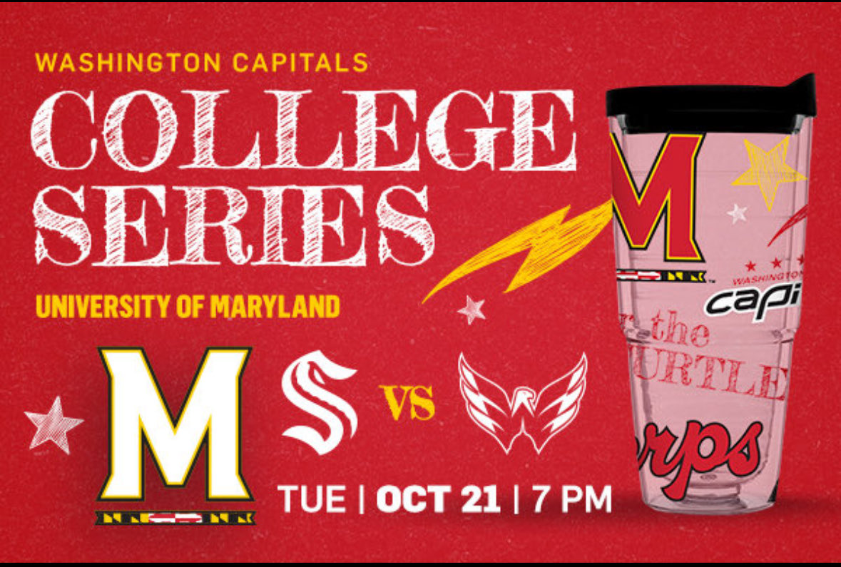 Join the DC Terps on Tuesday October 21st for Maryland Night at the Washington Capitals!
Each ticket comes with a Maryland/Capitals  tumbler *while supplies last.*

Register here:  umd.alumniq.com/index.cfm/even…