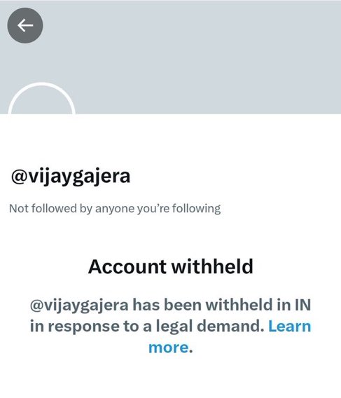 This is the cost you pay for speaking pro India. <a href="/vijaygajera/">Vijay Patel</a>’s account has been withheld in India for exposing Malabar Gold.

Fact fakers and others who speak against Bharat will have all the freedom of speech. But not for us.