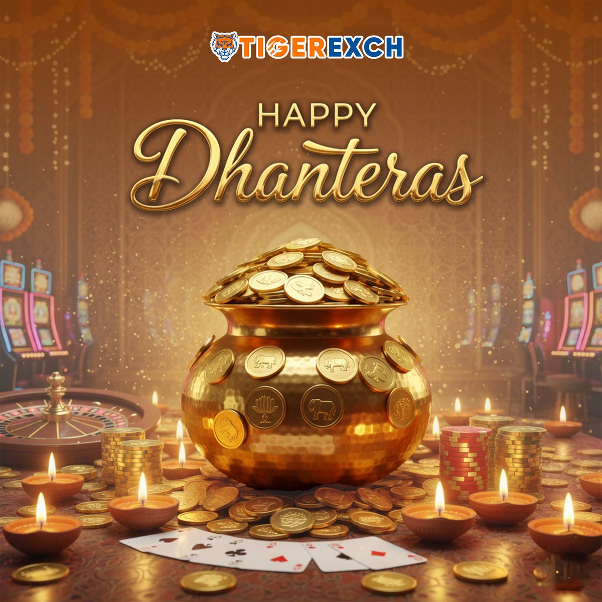 Light up your Diwali week with gold, luck &amp; great wins!
Happy Dhanteras from Tigerexch! 🪔🎰 #Dhanteras2025