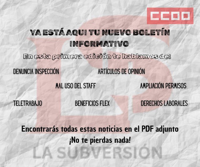 Presentamos La Subversión, el nuevo boletín de CCOO en las empresas del grupo Accenture. Accede aquí 👇
t.me/CTecnilogica/7…