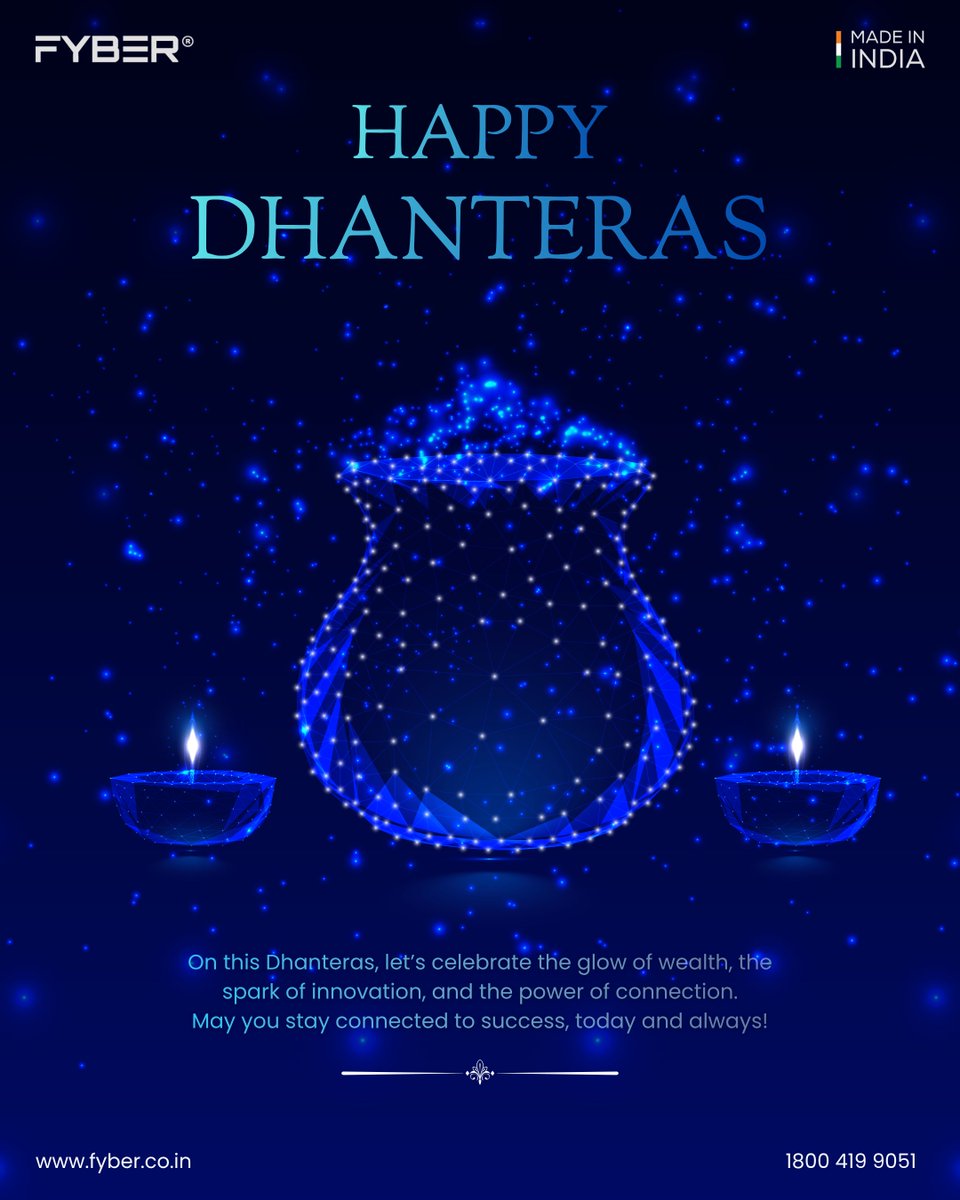 Fyberofficial's tweet image. This Dhanteras, may innovation light your path and strong connections pave the way to greater success and prosperity. ✨

#HappyDhanteras #FestivalOfProsperity #PowerOfConnection #InnovationInEveryLink #FYBER #MadeInIndia #TechThatConnects