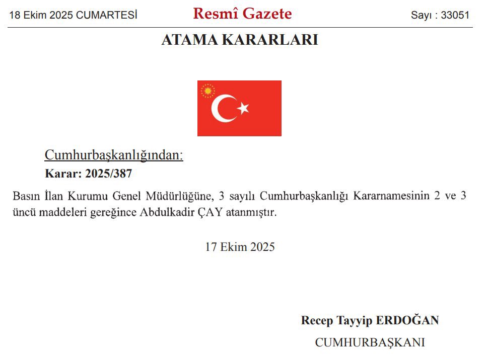 Basın İlan Kurumu Genel Müdürlüğü görevini şahsıma tevdi eden Cumhurbaşkanımız Sayın <a href="/RTErdogan/">Recep Tayyip Erdoğan</a> 'a şükranlarımı arz ediyorum.

Tekrar birlikte çalışma fırsatı bulduğum İletişim Başkanı Kıymetli Hocam <a href="/burhanduran/">Burhanettin Duran</a>'a teşekkür ediyorum.

<a href="/basinilankurumu/">Basın İlan Kurumu</a>