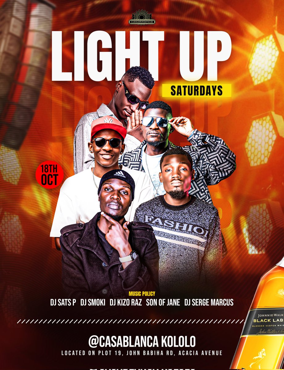 CasaBlanca_kol's tweet photo. The weekend is super fun with #LightUpSaturdays at #CasablancaKololo.
See you tonight. https://t.co/Vsj3I6aduF