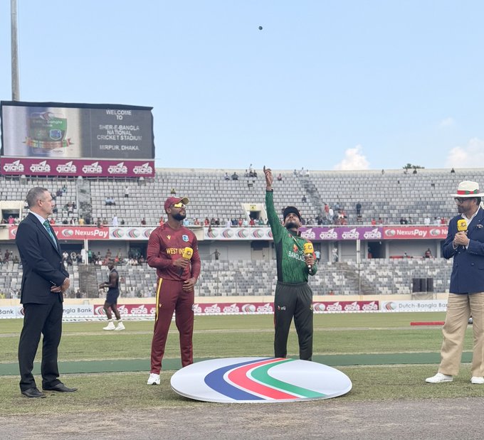 1st ODI: WI opt to Bowl vs BAN 🏆