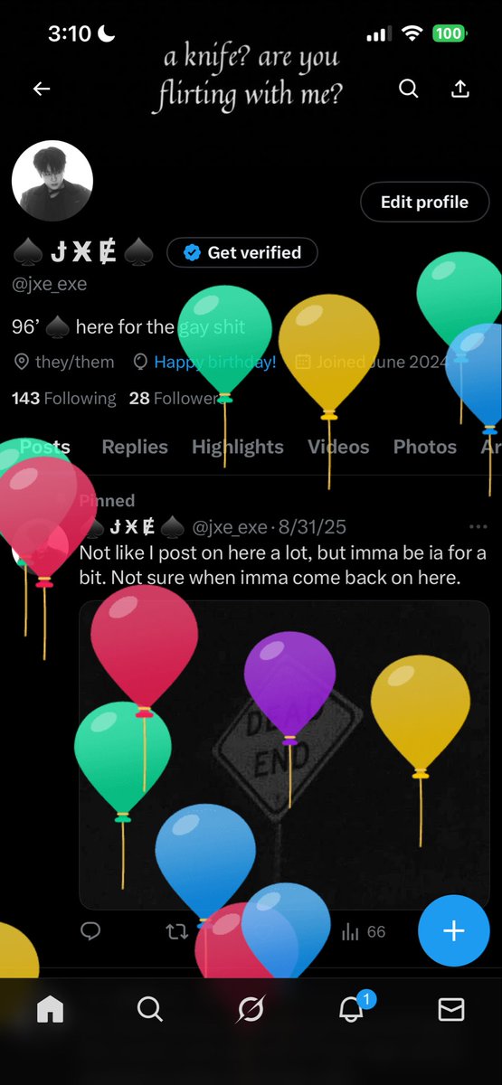 I GOT MY BALLOONS FUCKERS! Also I’m 29 now and idk how to feel….