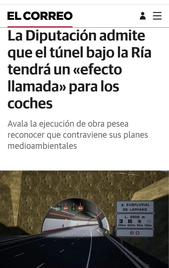 En plena emergencia climática, donde es fundamental reducir el uso del coche, a la Diputación de Bizkaia no se le ocurre otra cosa que gastarse 600 millones (más sobrecostes) en una autovía que quitará usuarios al metro para dárselos al coche.

Hoy a las 17 mani desde el Arriaga