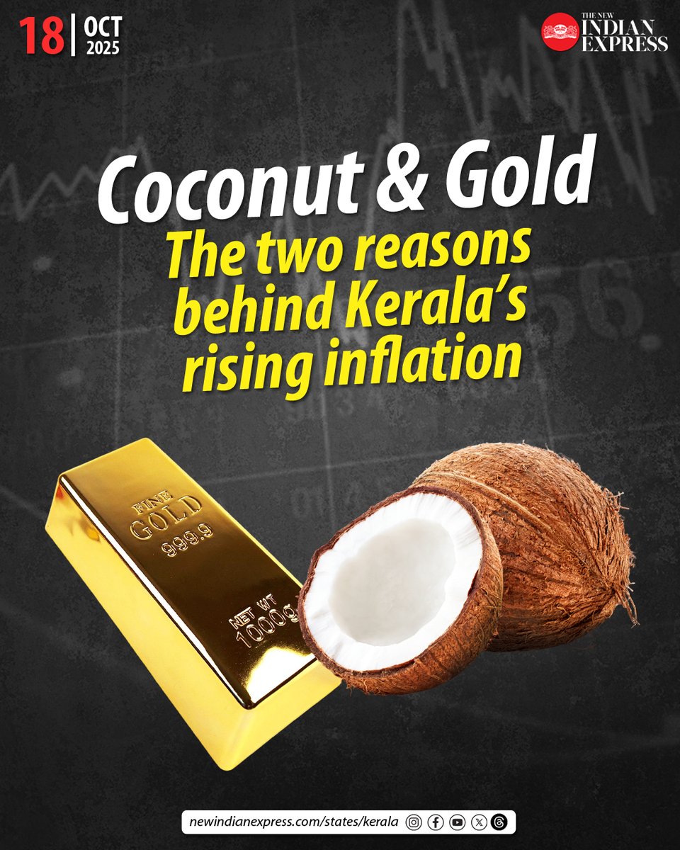 Kerala’s deep love for coconut — and gold — is sending its inflation soaring, far above the national average — making it one of the most fascinating economic outliers in the country.

🔗shorturl.at/bY1cW

✍️<a href="/rajeshravi71/">Rajesh Ravi</a>