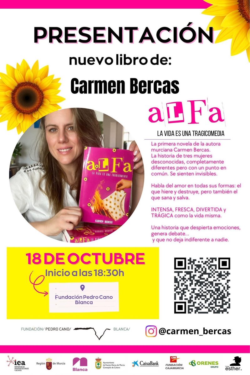 📖Presentación del libro 'Alfa, la vida es una tragicomedia' de Carmen Bercas.

📅 Hoy, sábado 18 de octubre, a las 18:30 h. 

📍 En la <a href="/Fund_PedroCano/">Fundación Pedro Cano</a>