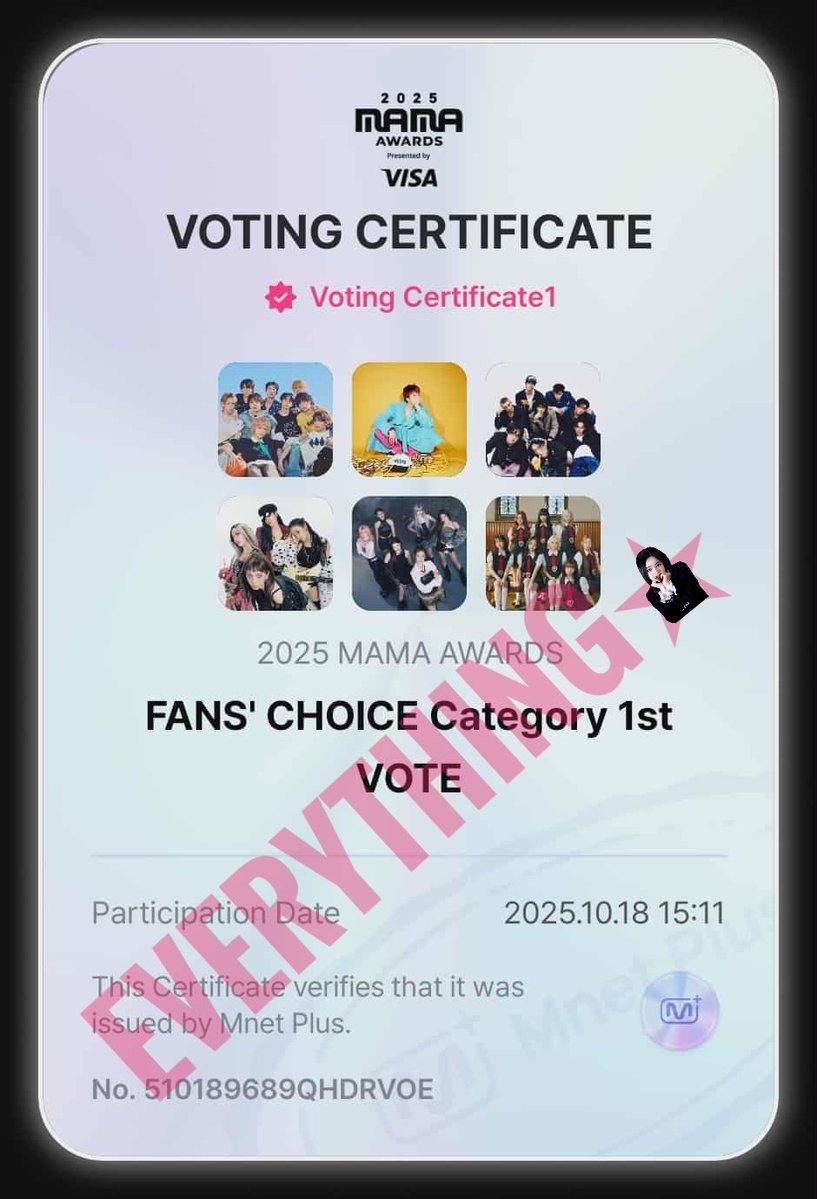 Reminding EverAfters to drop your votes on Mnet Plus app for DAY 3 of voting!!! 💖

#UNIS for #2025MAMAVOTE all the wayyyy 🫶
