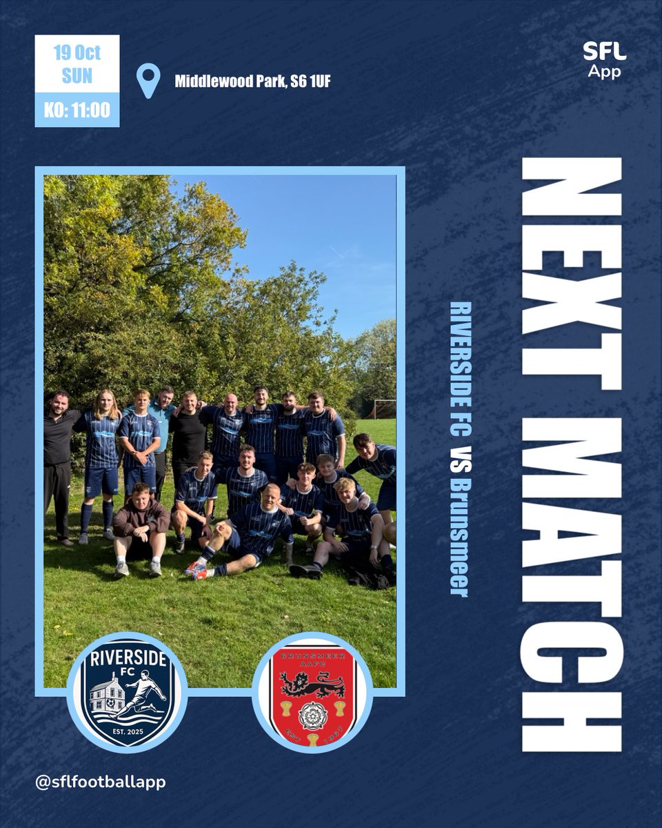 After a solid win last weekend against AFC Sheffield, the lads are looking to keep the momentum going this Sunday as we take on Brunsmeer

📅 Sunday 19th October 
📍 Middlewood Park 
⏰ 11:00am

Another big test, but confidence is high and the squad’s ready to go again 💪

#UTS
