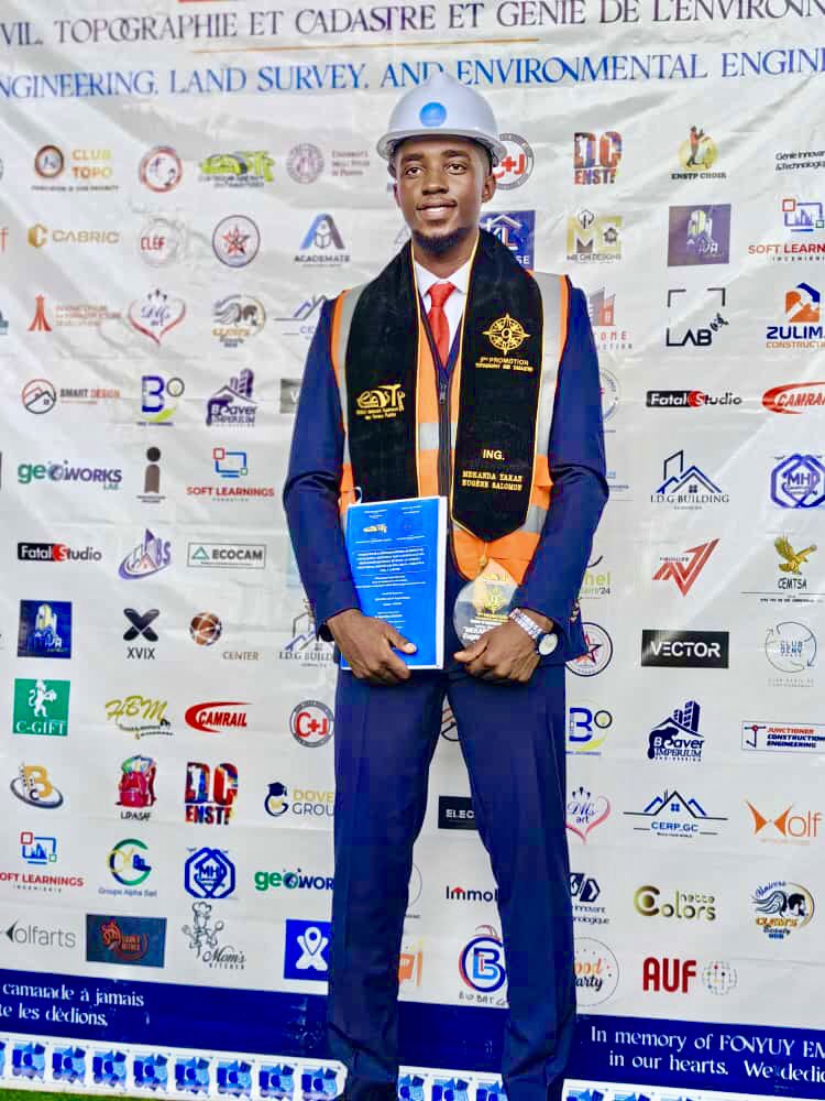 Soutenance de l’étudiant Mekanda Yakan Eugene Salomon de l’Ecole Nationale Supérieure des Travaux Publics, filière Topographie et Cadastre jeudi  16 octobre 2025. 

Président du jury : Pr Mbessa Michel 
Examinateur : Dr Kome 
Rapporteur: Dr Limaleba       

Mention : Très Bien