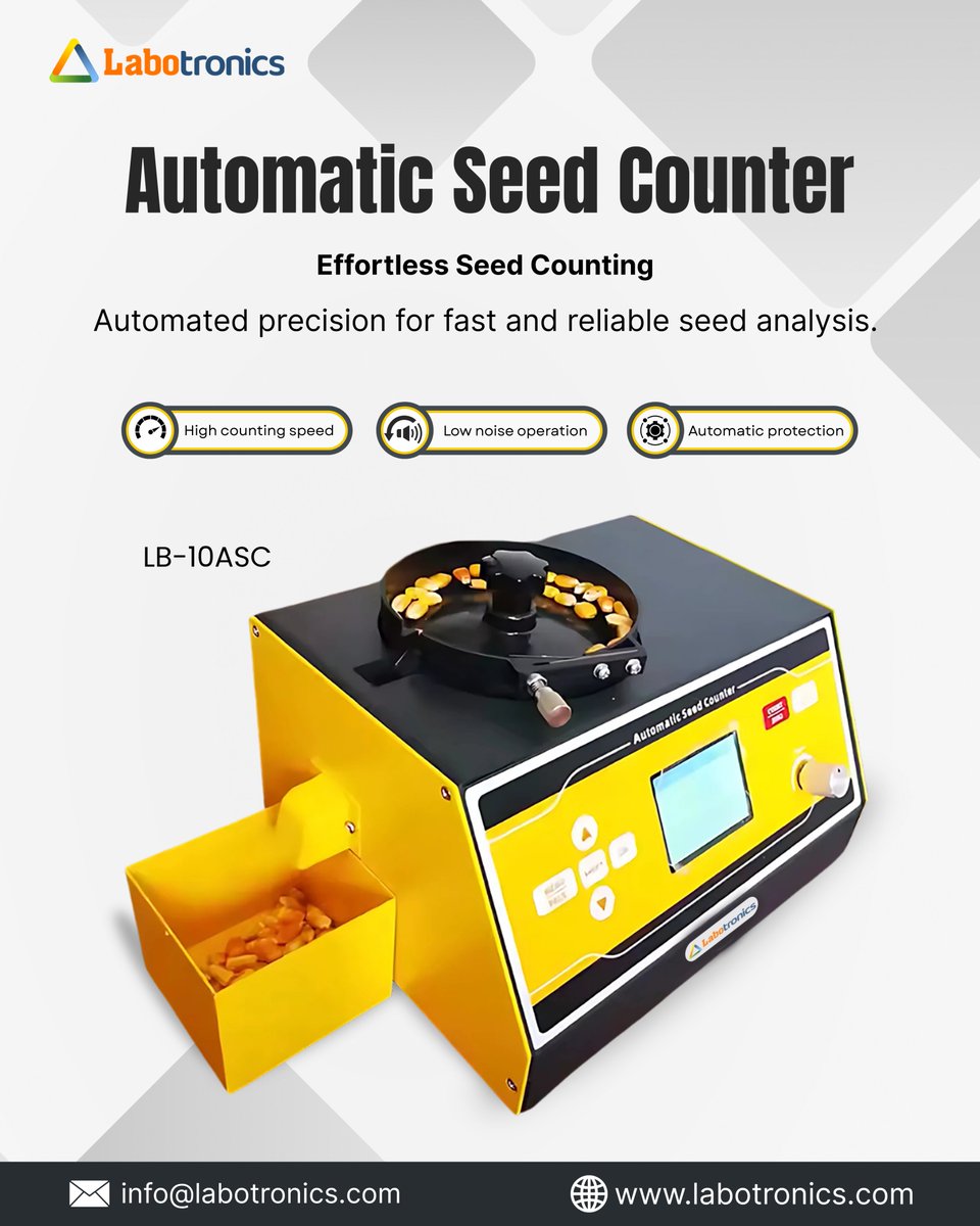 Labotronics's tweet image. Labotronics Automatic Seed Counter LB-10ASC
Counts up to 1000 seeds in just 3 minutes. Features adjustable sensitivity and a user-friendly interface for precise results.

📧info@labotronics.com
🔗labotronics.com/automatic-seed…

#Labotronics #SeedCounter #PrecisionCounting