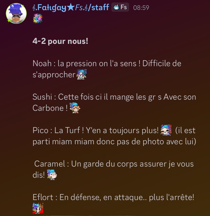 4-2 pour nous!!
Une victoire de plus, du spectacle en plus! ✨
En Grand GG a <a href="/splAvalanche/">Avalanche</a> ! Et merci à <a href="/Yoshi25land/">Yoshi25land</a> pour le cast! 🫶
youtube.com/live/iY6v_f3aq…

On espère continuer ainsi👀
- Noah/cap