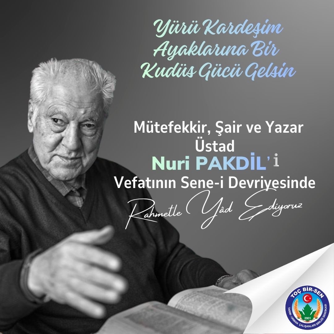 “Yürü Kardeşim
Ayaklarına Bir Kudüs Gücü Gelsin”

Mütefekkir, Şair ve Yazar Üstad #NuriPakdil ’i vefatının sene-i devriyesinde rahmetle yâd ediyoruz.