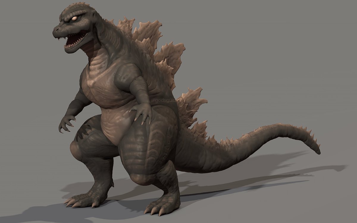 godsguitar7's tweet image. Finished my first Blender sculpt ever, my very own Godzilla design! A #fangoji if you will.... 🐉
