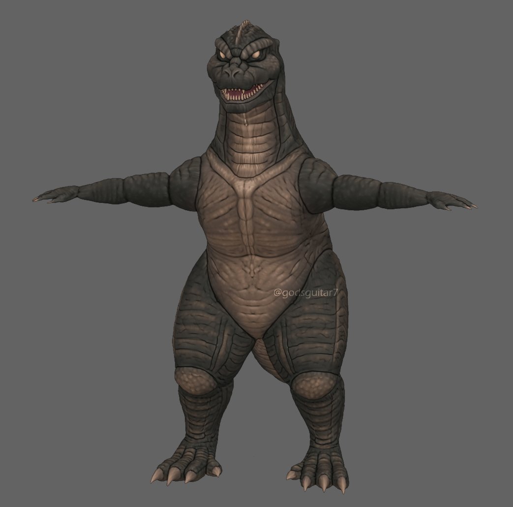 godsguitar7's tweet image. Finished my first Blender sculpt ever, my very own Godzilla design! A #fangoji if you will.... 🐉