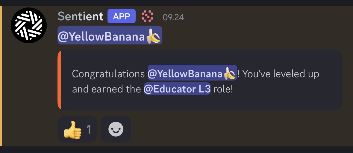 BananaYellow88's tweet photo. Dobby’s glowing a little brighter today 💛🍌
@SentientAGI 

Another level up: Educator L3 unlocked!

Learning, sharing, evolving
One spark at a time 
#SentientEducator #DobbyEnergy
@LeaderX_btc https://t.co/e93Ujo5W0T