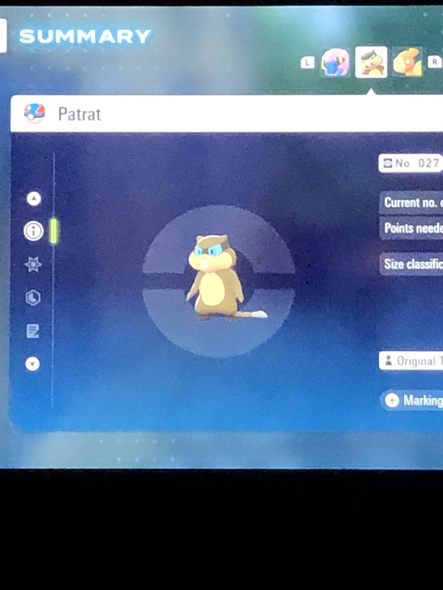 Shiny patrat! It and watchog actually have beautiful shinies so I’m happy about this!

#PokemonLegendsZA #ShinyPokemon