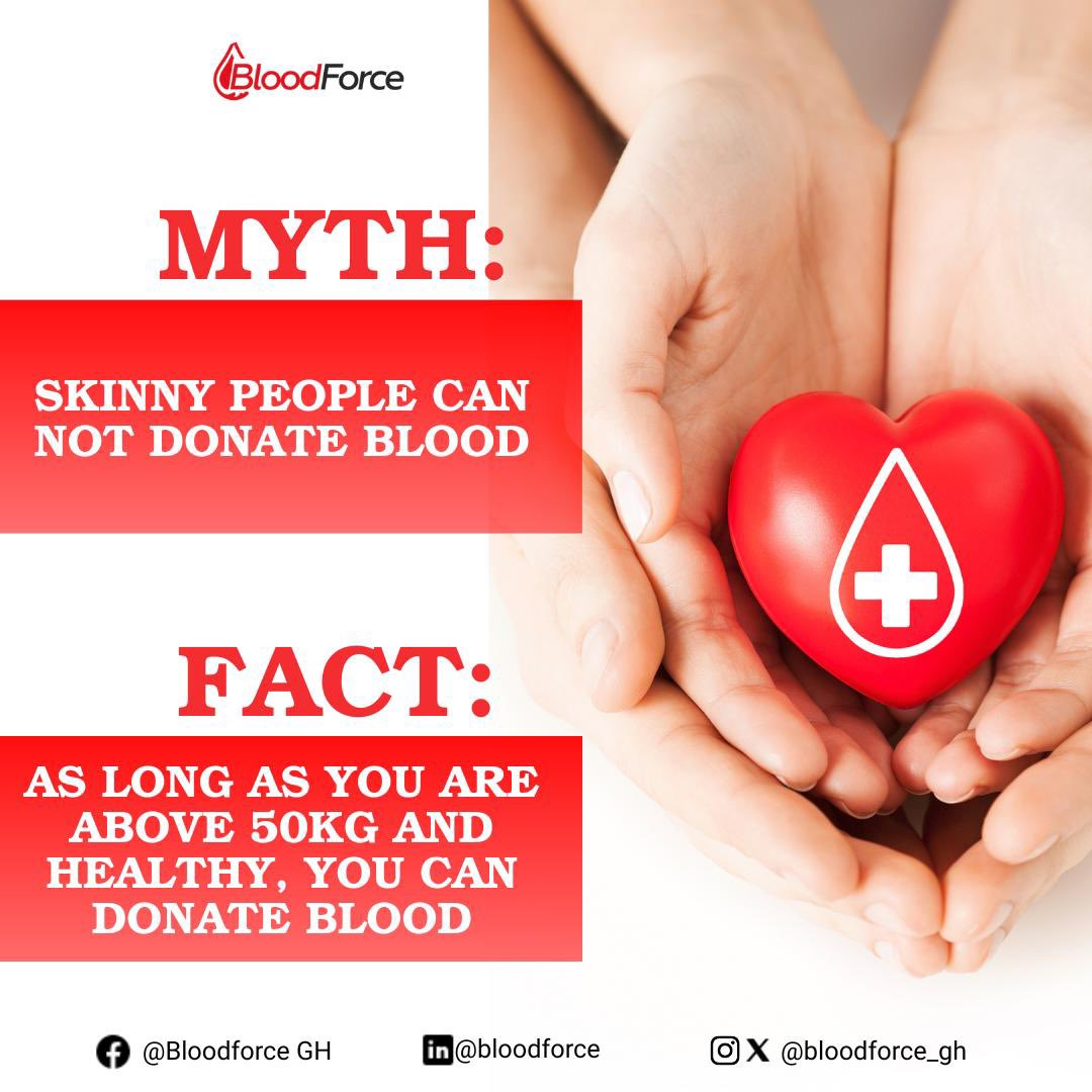 BloodforceGh's tweet photo. Your weight, not your body size or shape, determines your eligibility.
As long as you:
✅ Weigh at least 50kg✅ Are in good health✅ Meet the standard donor requirements (age, hemoglobin level, etc.) you can safely donate blood! Every donation saves lives https://t.co/DesEihdOim