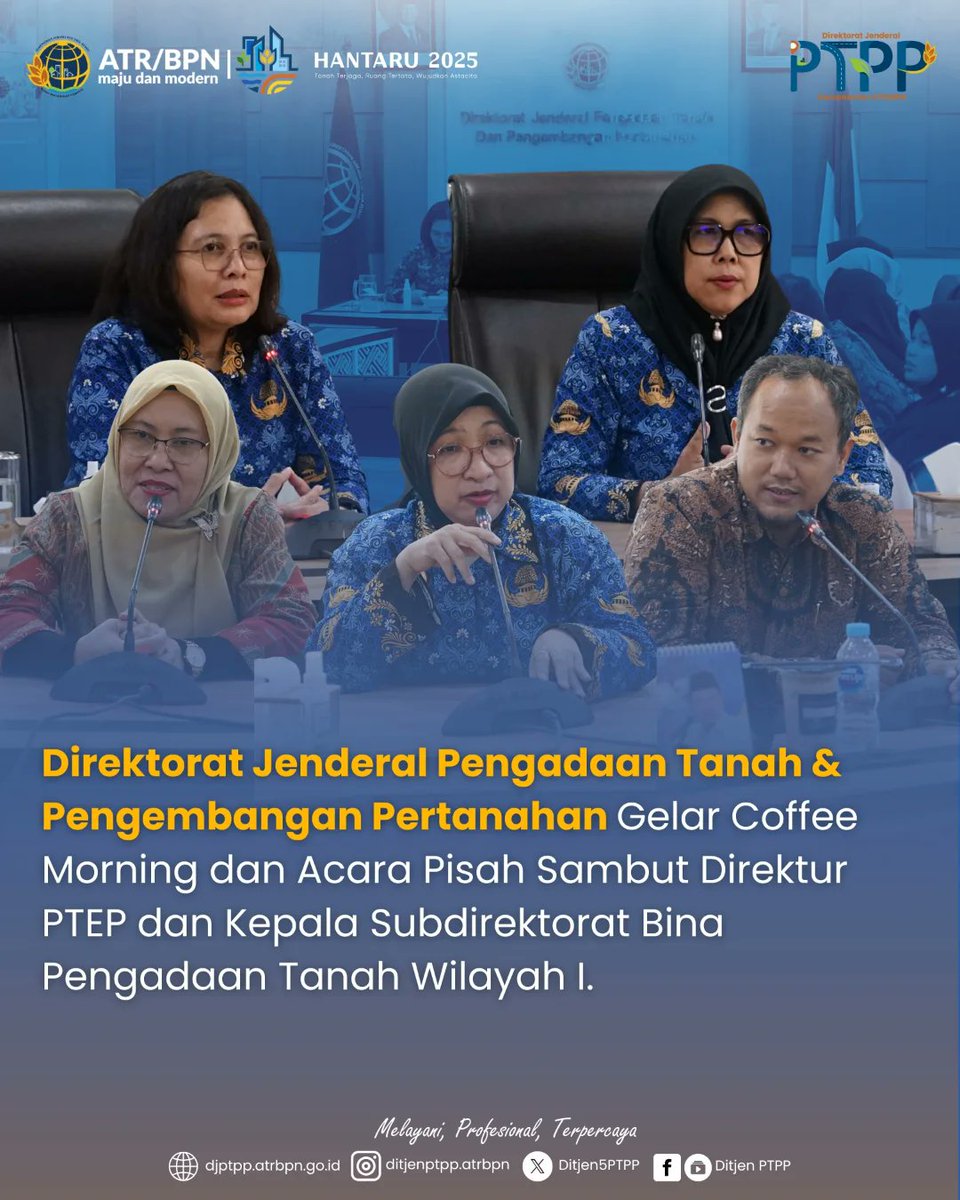 KANTAHKABKUDUS's tweet photo. Jakarta – Direktorat Jenderal Pengadaan Tanah dan Pengembangan Pertanahan (Ditjen PTPP), Kementerian ATR/BPN, menggelar Coffee Morning pada (17/10).

anggota keluarga pengadaan tanah akan tetap menjadi keluarga pengadaan tanah."

#DitjenPTPP https://t.co/O6r7DCtvcg