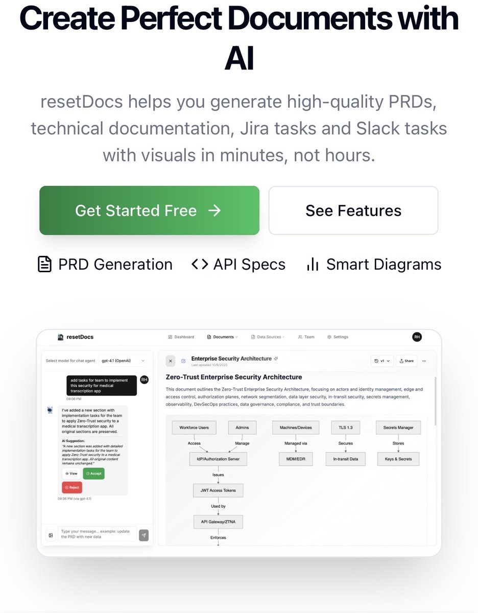 mcorvuss's tweet image. Day #1 till I get 100 new users.

Building tool that can upgrade PM or change them.  

Need Jira Epic - Story - Task? 1 button click

Need task from Slack Thread? Just type “@resetdocs add”

Need DB schema diagram? Just paste dump and get it in 30sec.