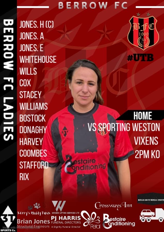 Here’s the Ladies Squad for tomorrows game against Sporting Weston 🤩

If you’re free why not pop down to Red Road at support the team! ✊

#UTB 🔴⚫️