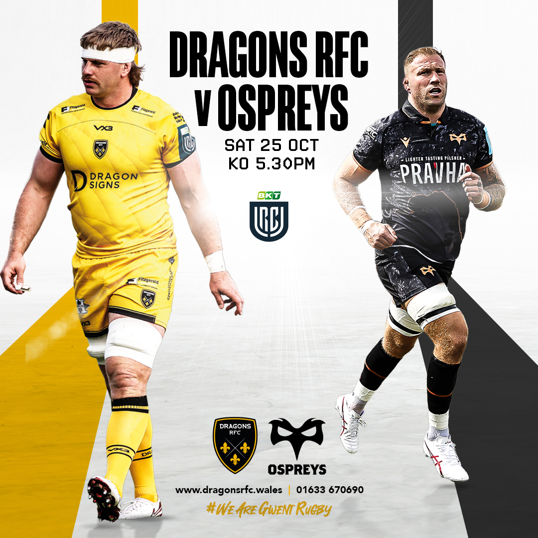 Dragons RFC π (@dragonsrfc) on Twitter photo π₯ π‘ππ«π§ π¨π£ | Join us this Saturday evening as we face <a href="/ospreys/">Ospreys</a> at <a href="/rodneyparade/">Rodney Parade</a> in the <a href="/URCOfficial/">BKT United Rugby Championship (URC)</a> (kick-off 5.30pm) πͺ
Tickets available NOW ‡οΈ
ποΈ eticketing.co.uk/dragons/
π 01633 670690 (10am-4pm)
#WeAreGwentRugby π₯ π‘ππ«π§ π¨π£ | Join us this Saturday evening as we face <a href="/ospreys/">Ospreys</a> at <a href="/rodneyparade/">Rodney Parade</a> in the <a href="/URCOfficial/">BKT United Rugby Championship (URC)</a> (kick-off 5.30pm) πͺ
Tickets available NOW ‡οΈ
ποΈ eticketing.co.uk/dragons/
π 01633 670690 (10am-4pm)
#WeAreGwentRugby