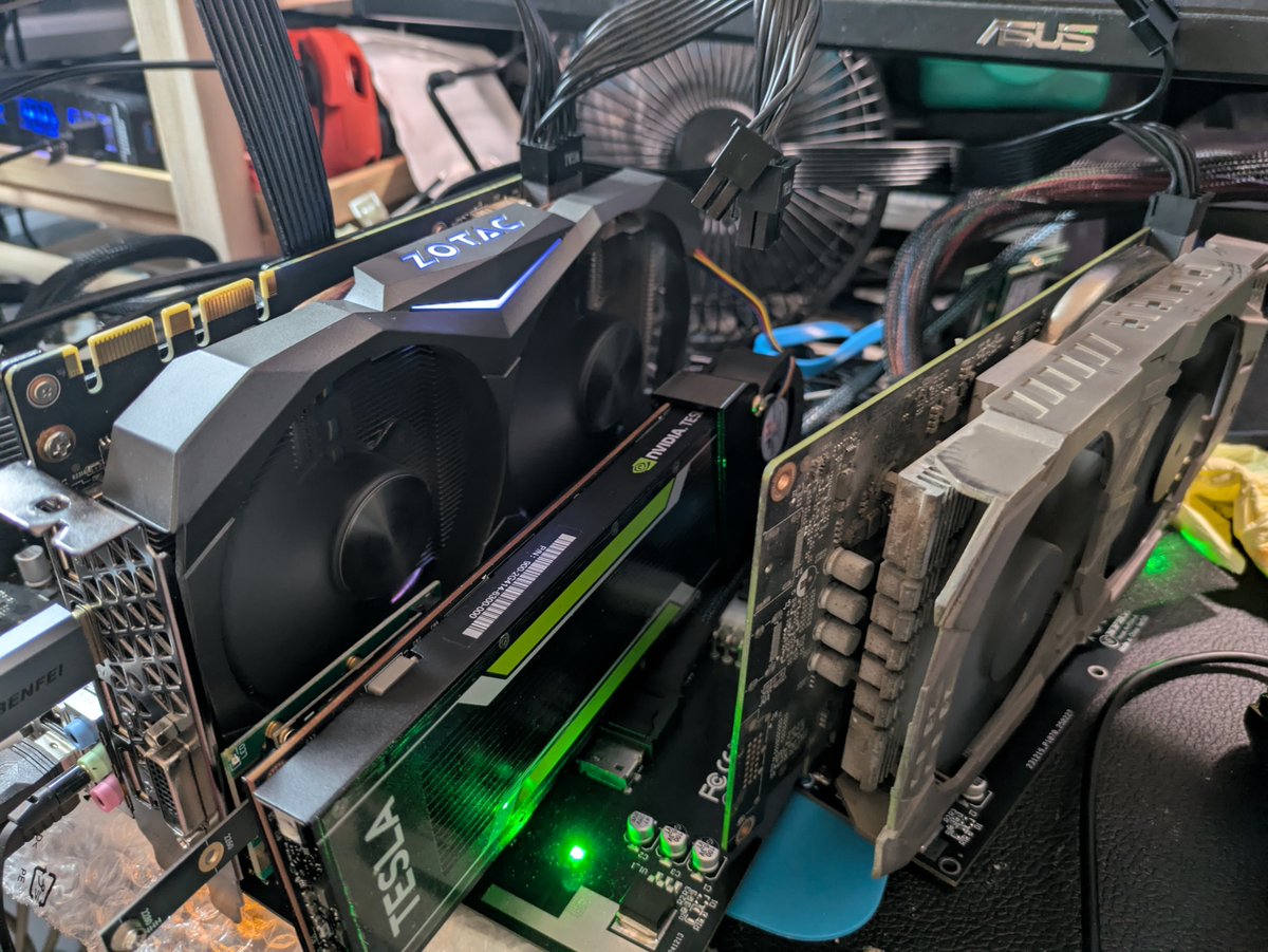 Here's the picture of them. 1070ti and P106-100 use diff PCIe power cable coming from same PSU but different slot/rail