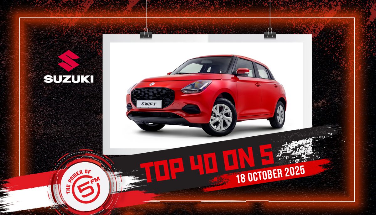 5FM's tweet photo. 🔊 Weekend mode = activated! 

@HarrisonMkhize_ has got your fave bangers on the #Top40on5 🎶 Powered by @Suzuki_ZA as we rep #5Decadesof5 💥

📅 10AM–2PM. Don’t miss it! https://t.co/uYVFOqgffu