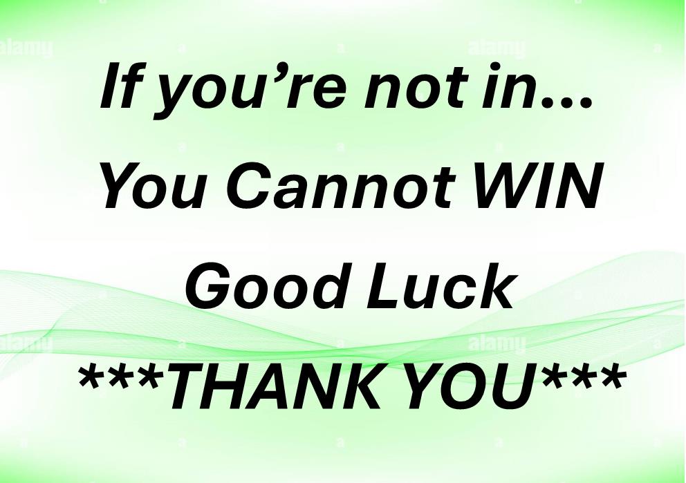Don’t miss your chance to win big in our 50/50 Jackpot Draw.

This is your gentle reminder to get your tickets and be in with a chance of taking home the prize. Tickets are available online and online entry closes at 5.00PM.Its quick and easy to purchase. To ENTER click the LINK