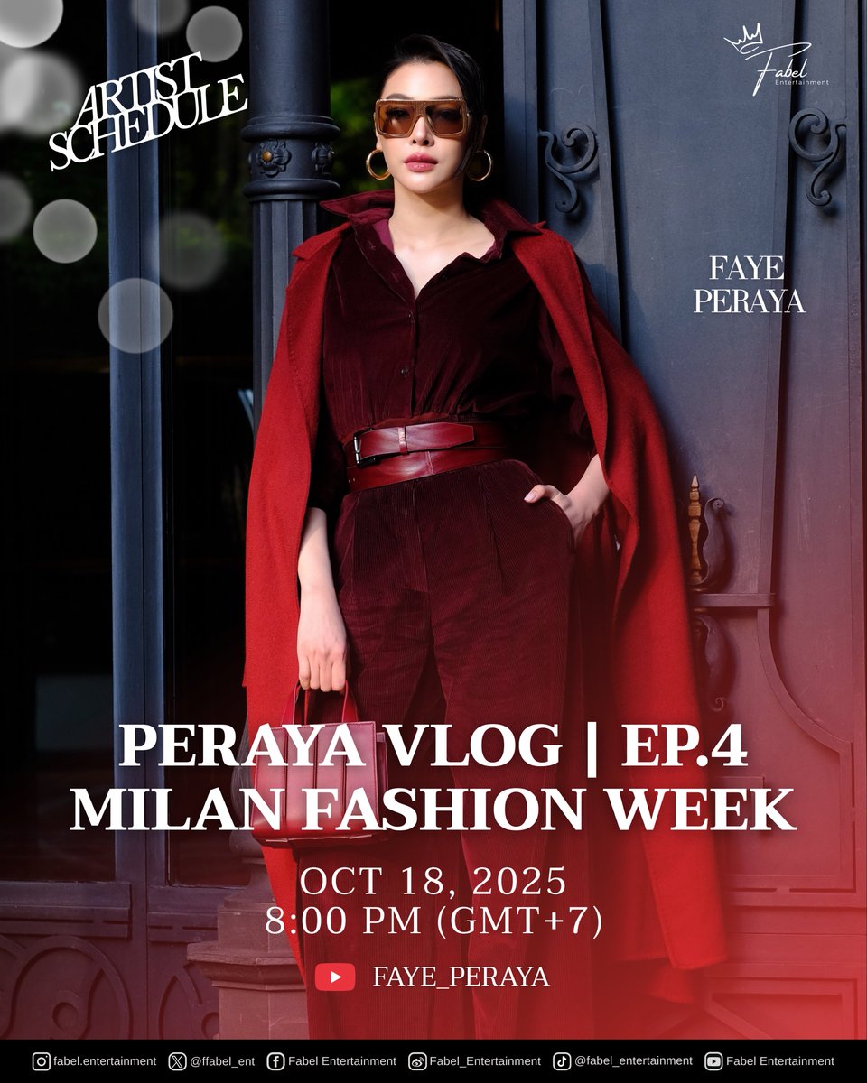 “ PERAYA VLOG | EP.4 Milan Fashion Week ”

🗓️ 18.10.2025
⏰ 8:00 PM (GMT+7)
🔴 YouTube : FAYE_PERAYA

#FayePeraya
#ฝ้ายพีรญา
#FabelEntertainment