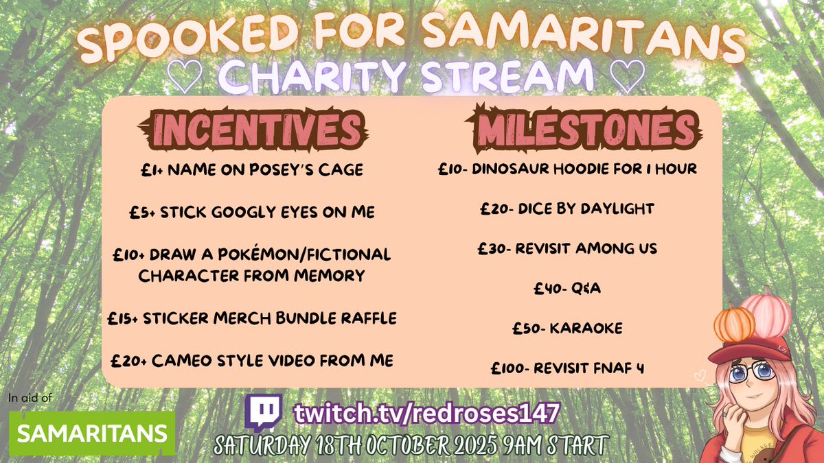 🔴 LIVE FOR <a href="/samaritans/">Samaritans</a> Come and join us for positive vibes while supporting an amazing charity! twitch.tv/redroses147