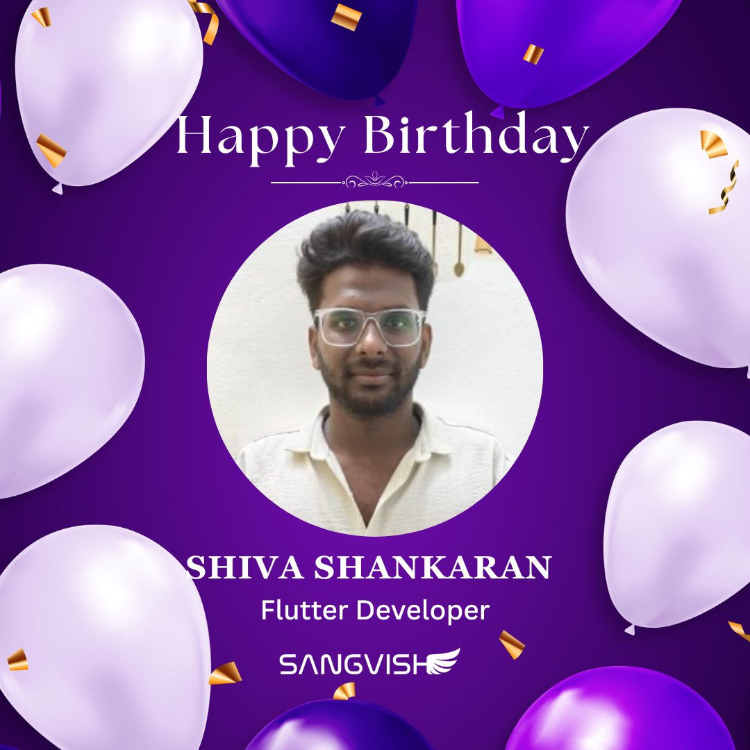 SangVishTech's tweet image. 🎉 Happy Birthday, Shiva Shankaran! 🖤 Wishing you a year full of clean code, exciting projects, and endless success in your Flutter journey! 🚀
Visit- sangvish.com
#HappyBirthday #FlutterDeveloper #CodeLife #TechGuru #CelebrateSuccess