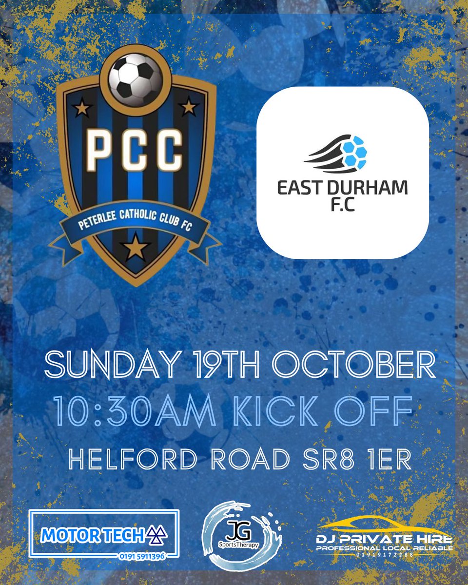 PCC v East Durham
📆 19/10/2025
📍 Helford Road (H)

This Sunday we are in action in the league cup group stage as we play our first game against East Durham at home.

Be great to see you down to support the lads👍🏻

#PCC 🔵
