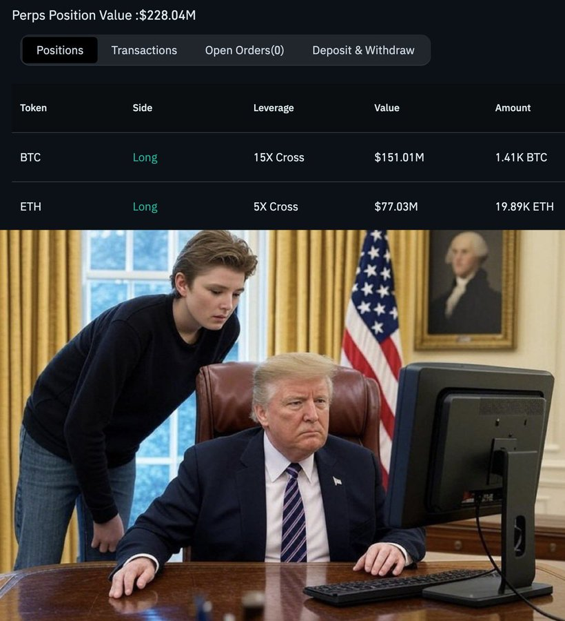 🚨BREAKING:

THE WALLET KNOWN AS TRUMP INSIDER JUST OPENED A $230M LONG

HIS WIN RATE SO FAR: 100% NOW LONG ON $BTC AND $ETH

👀DOES HE KNOW SOMETHING WE DON’T??