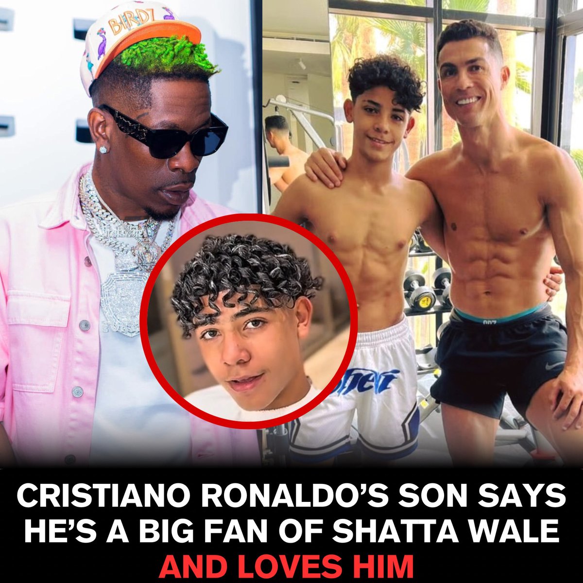 ndwomfie's tweet image. Cristiano Ronaldo’s Son Says He’s a Big Fan of Shatta Wale and Loves Him ! ❤️