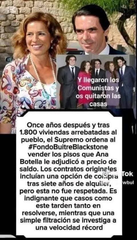 💚💚Estos chorizos dejaron a muchas familias en la calle, ahora quién repone a estás familias los daños ocasionados❓❓, habrá indemnizaciones ❓❓ quien las pagaría❓❓@Blackstone, o la familia Aznar❓❓.🦅🦇🦅🦇🦅