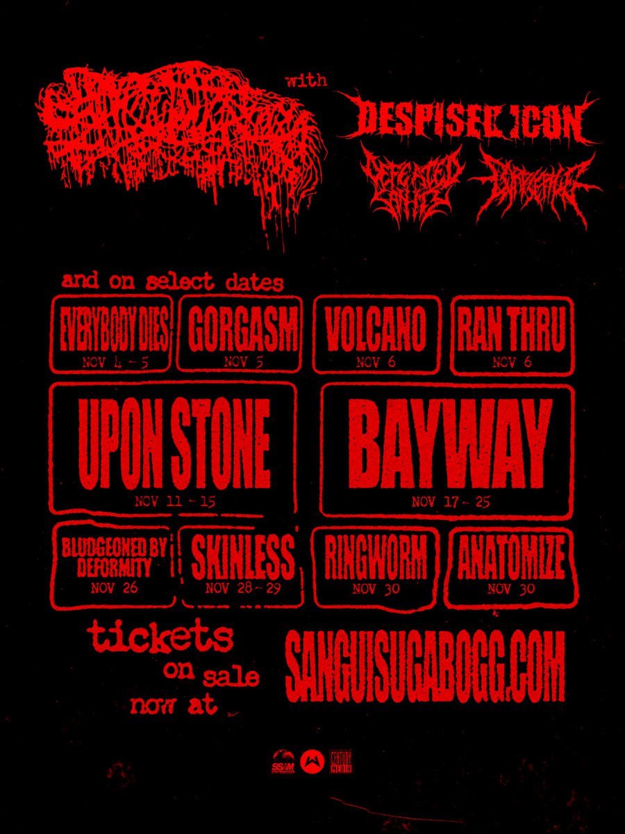 despisedicon's tweet image. Catch us on the road very soon with #Sanguisugabogg, #DefeatedSanity, #CorpsePile, + rotating special guests. We’re stoked. 

🎟️ at: despisedicon.com