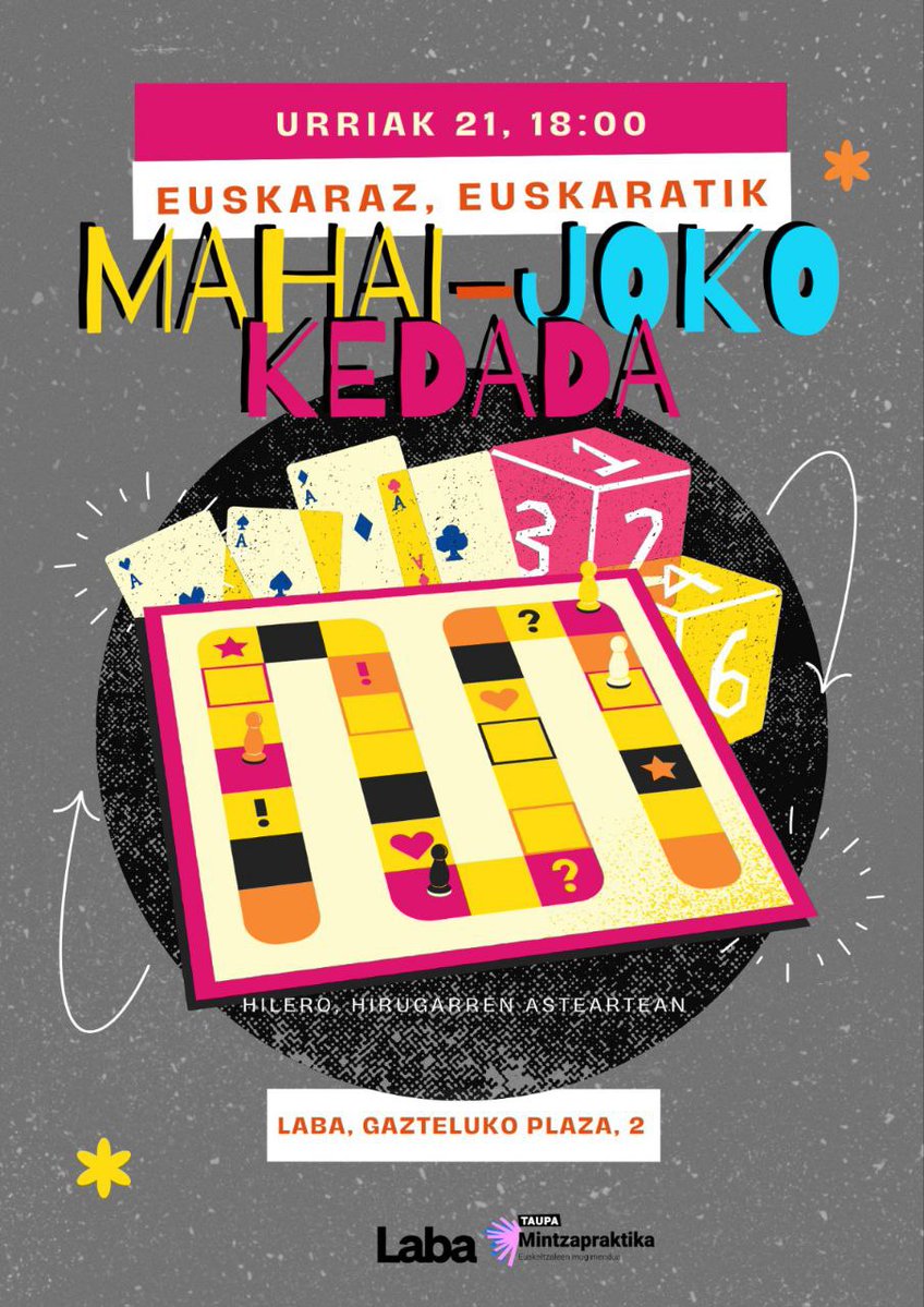 Geldituko gara jokatzeko?
🎲🧩🃏 Animatu!! 
Primeran pasatuko dugu!